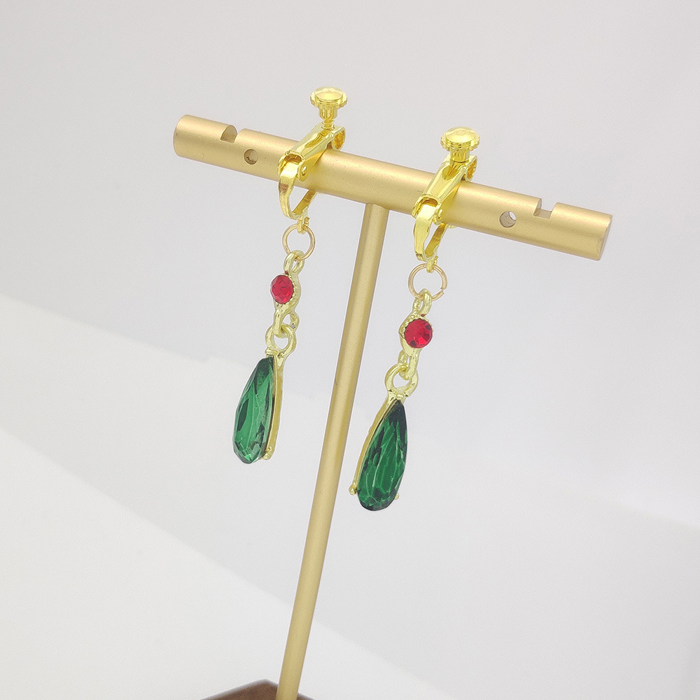 Anime Hal Moving Castle pendientes de moda pendientes de gota de agua de Esmeralda colgante de moda clip de oreja anillo de oreja