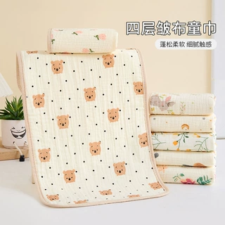 婴童a类纯棉小毛巾 印花童巾小方巾拍嗝巾口水巾纱布浴巾6层纱A类