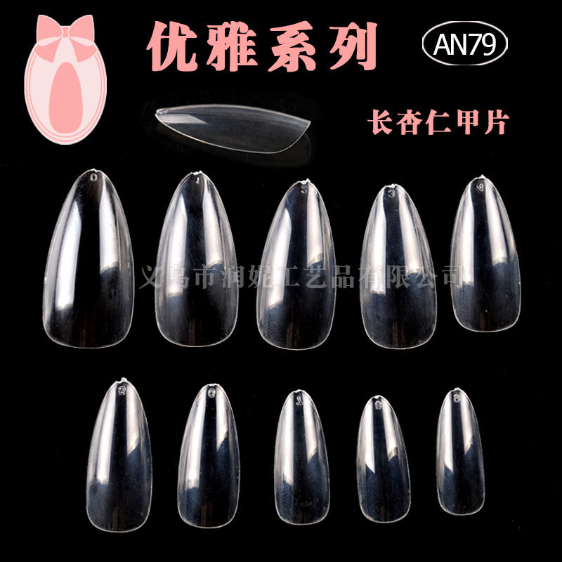 Long ultra thin almond fake nails for manicure