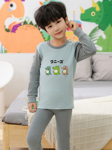 Children's sleepwear pure cotton boy autumn clothes autumn pants girl winter warm innerwear set for small and medium children base cotton and wool sweater