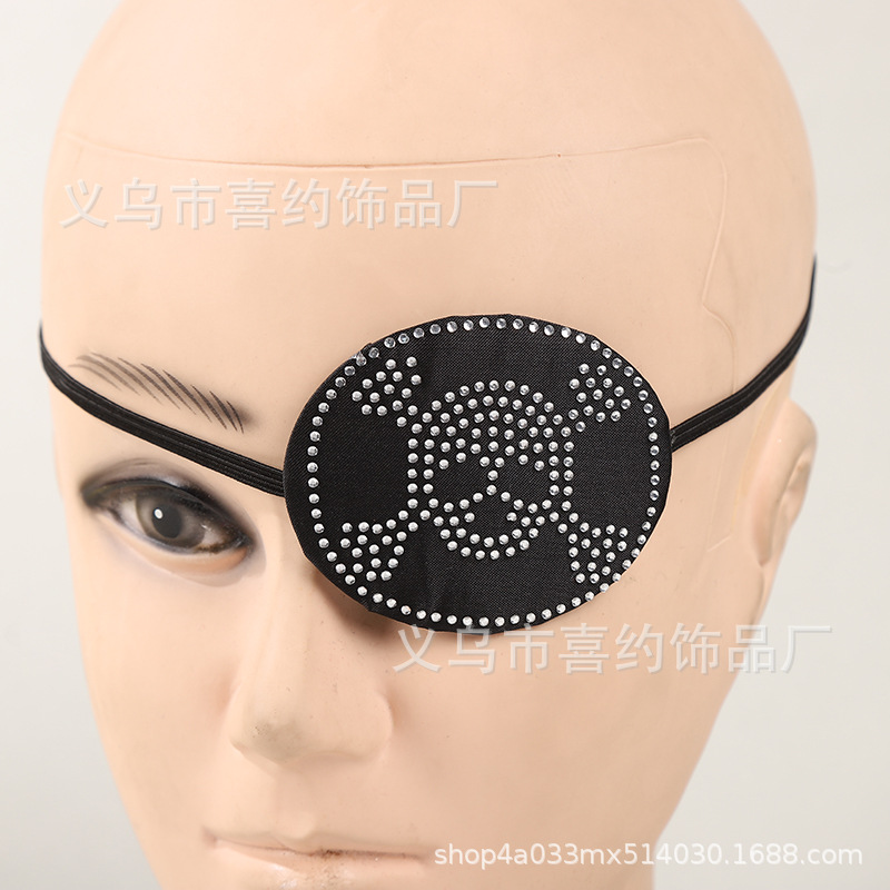 New european and american fashion diamond one-eye mask caribbean pirates dress up props accessories headdress halloween dress up