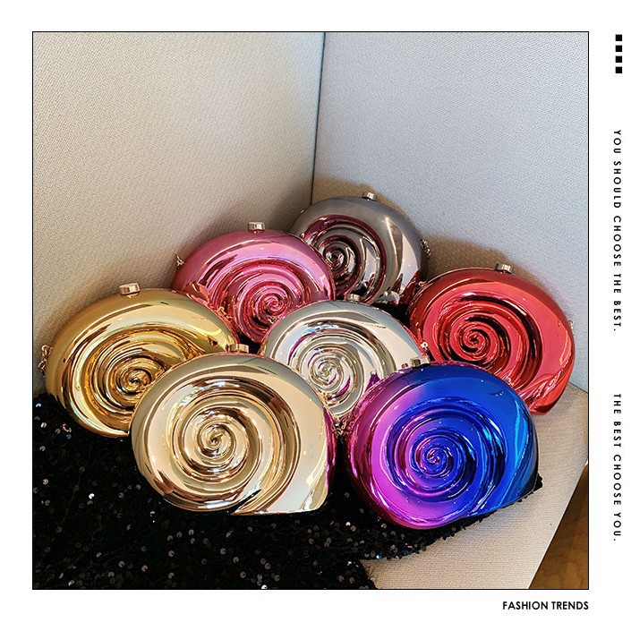 Nueva bolsa de cena de mujer creativa caracol concha de acrílico bolsa de mano personalidad brillante bolsa de noche