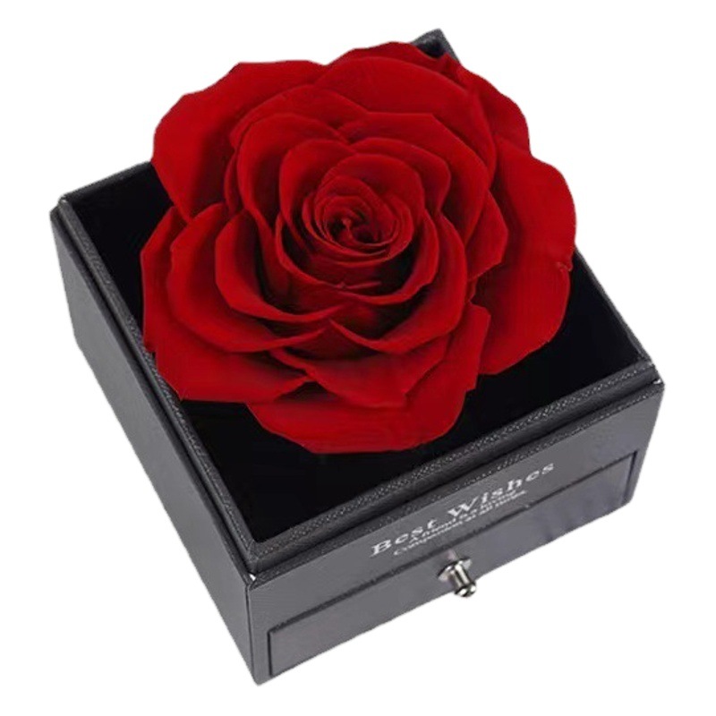Caja de regalo de collar de rosa acrílica de flor eterna, caja de joyería para Navidad, San Valentín, regalo de cumpleaños, caja de regalo al por mayor