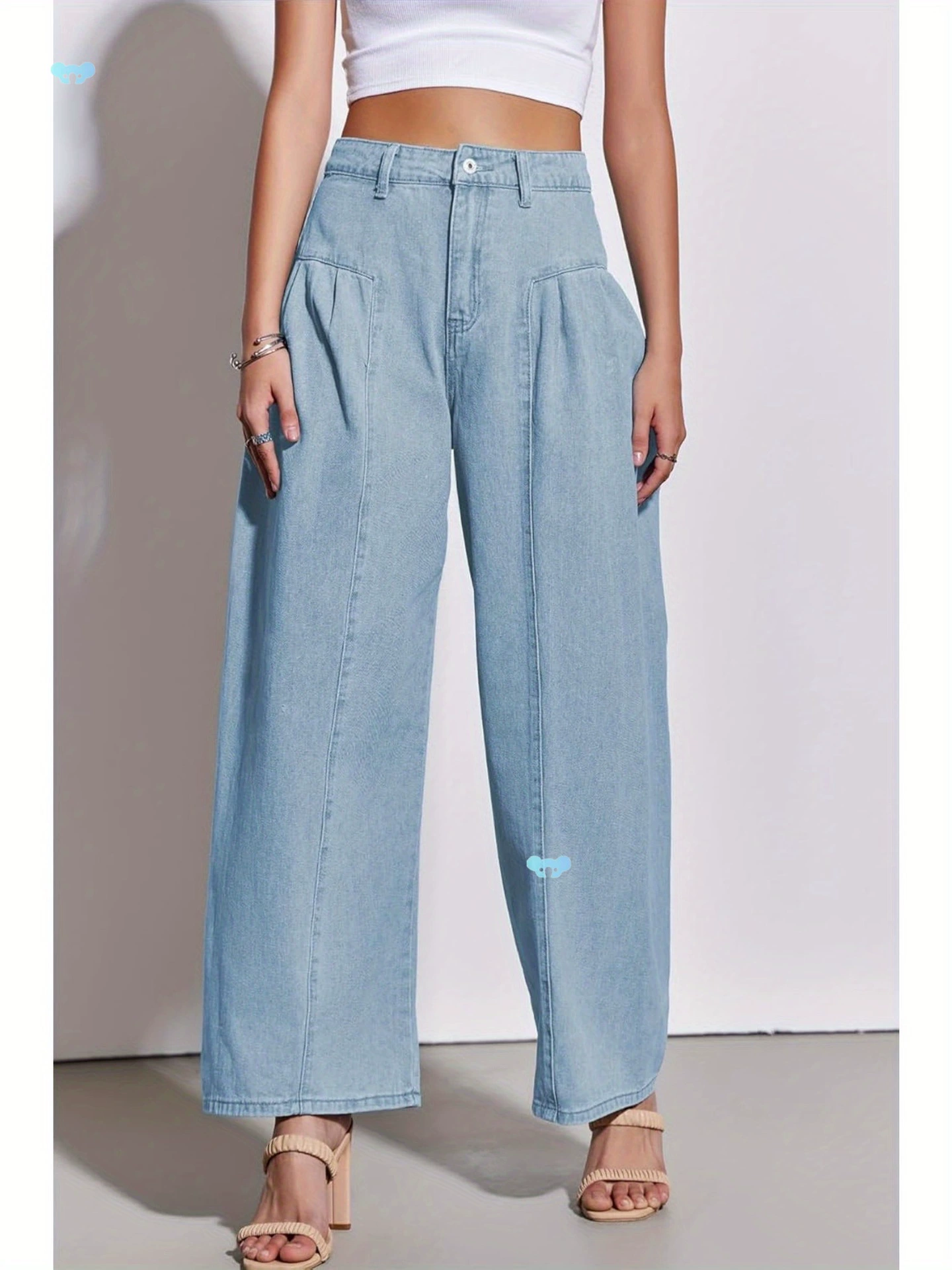 Женские свободные джинсы с высокой талией и широкими штанинами для бойфрендов