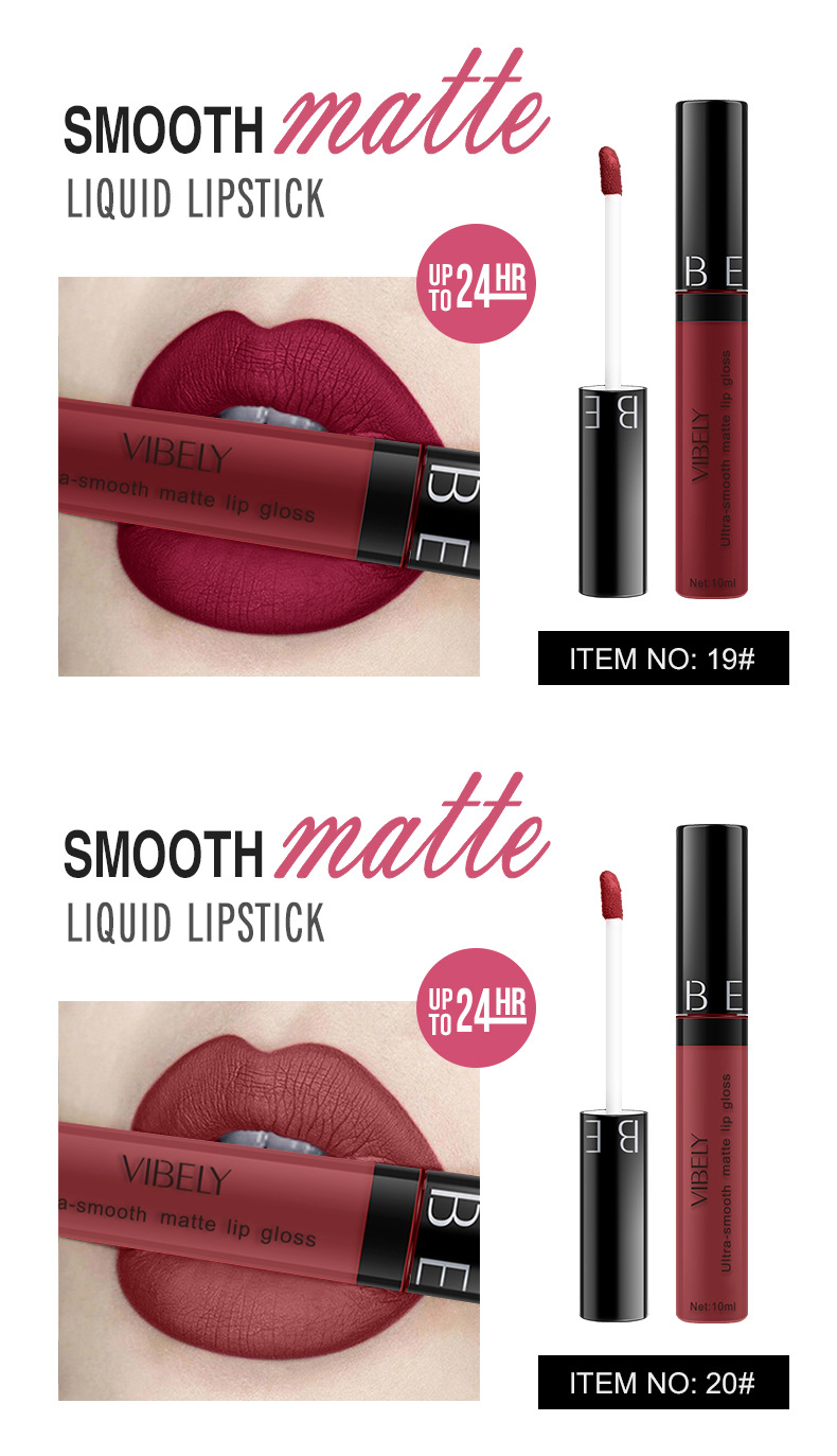 VIBELY Cross-border Makeup Amazon matte non-stick cup lip gloss Non-fading long-lasting liquid Lipstick Export version undefined