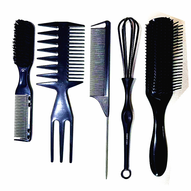 Factory Direct Supply Black Aluminum Tube Comb Nine-Row Massage Air Cushion Straightening Comb Boar Bristle Roller Comb Curling Comb Hairdressing Tool