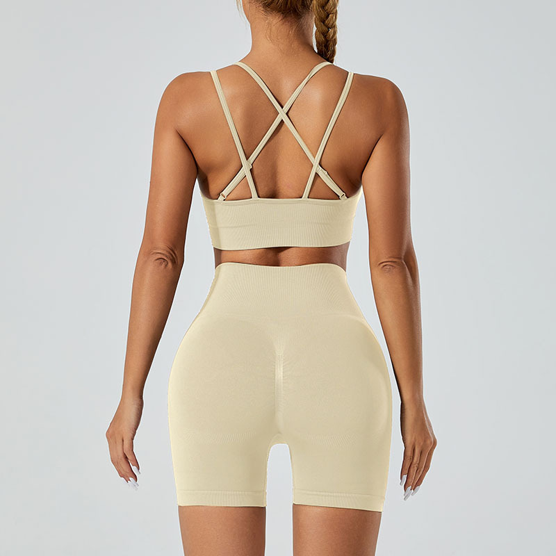 Nueva ropa interior deportiva de recolección sin costuras transfronteriza, pantalones de yoga de cintura alta y glúteos, ropa de fitness para correr, traje de yoga deportivo