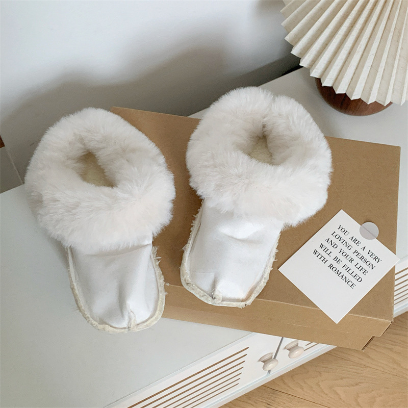 Fleece-Lined Rabbit Fur Clogs with Cotton Covers for Winter, Cold-Resistant, Removable and Washable Inner Liner, Warm Shoe Covers, Thick Plush Lining