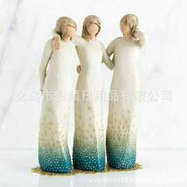 跨境现货WOMEN三个女人树脂摆件工艺品一直在你身边节日纪念礼物