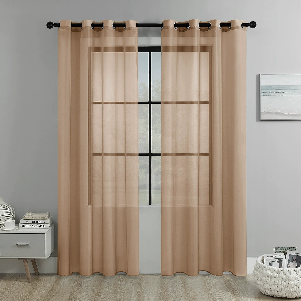 Amazon Трансграничные перфораторы Террин полузатемняющие шторы окна гостиная эркер балкон декоративные оконные экраны производители