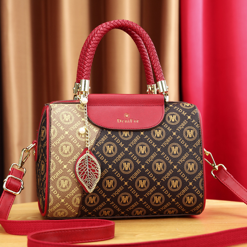 Hot Selling Cross-Border Women's Bag New Retro Print Crossbody Bag Large Capacity Boston Pillow Bag Handbag - Thumbnail 3