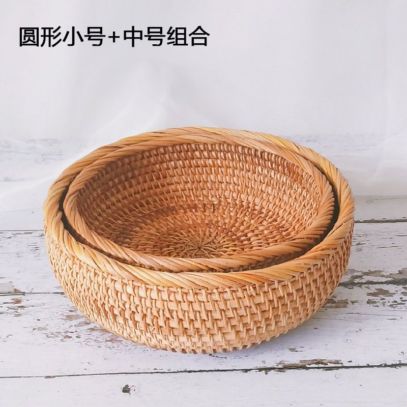 Cestas de almacenamiento de frutas de caña trenzadas vietnamitas canasta de sala de estar casera de bocadillos cestas de dulces creativas canasta de frutas secas caja