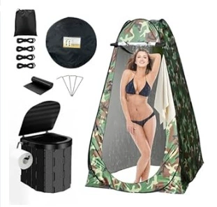 Emergencies, Folding Toilet Tent, Kempinq və səyahət - single-14m-window-large-flower-camouflage-toilet-paper-hook-style-black-toilet