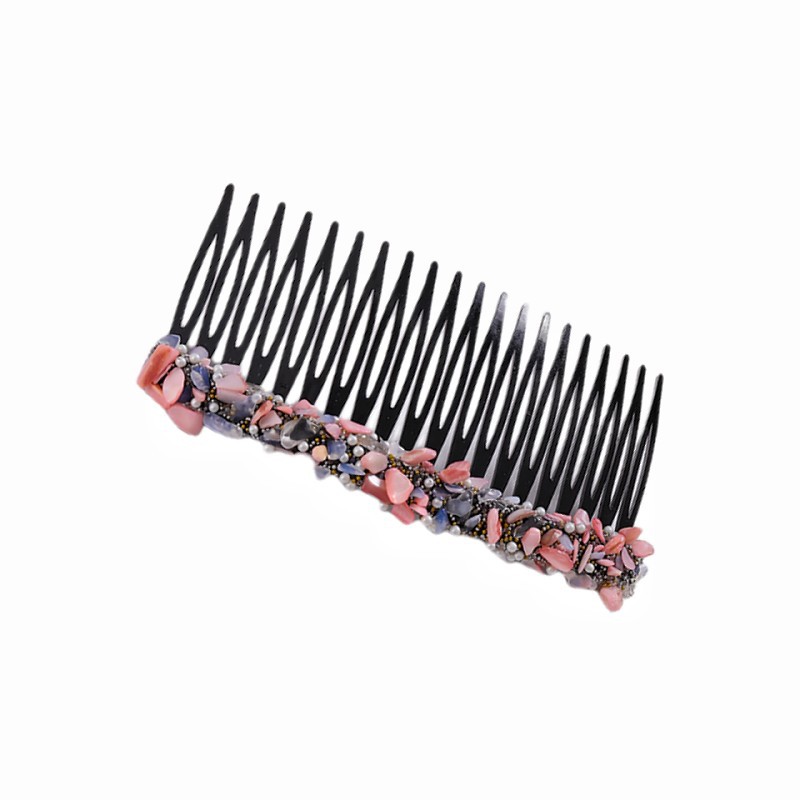 Comercio exterior nuevo color piedra diadema de color floral diamante plástico peine pelo roto acabado artefacto estilo coreano elegante peine del pelo