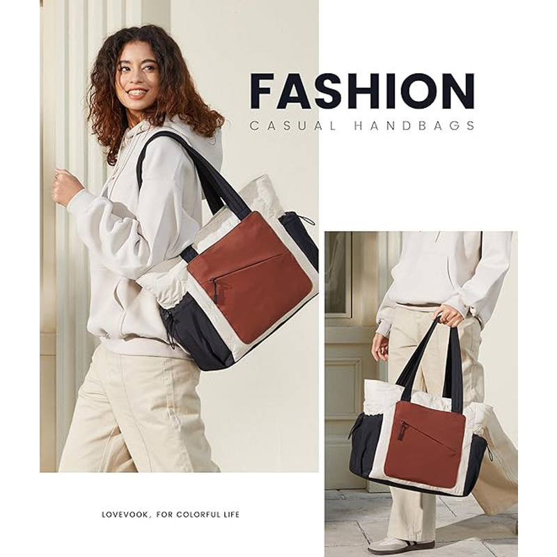 Cross-Border Hot-Selling Women's Convenient Fluffy Shoulder Handbag Fashionable Contrasting Color Multi-Functional Travel Bag