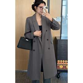 高级感长款西服风衣外套女中长款春秋新款气质双排扣西装长款外套