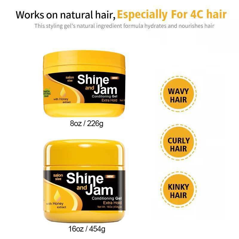 Gel Fijador para Peinados Shine Jam, Gel para Trenzas, Cera para el Cabello, Disponible en Varios Países