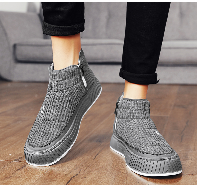 2024 New Corduroy Cotton Shoes for Men's Trendy and Leisure, Zhongbang Skateboarding Shoes, Korean Edition, Fashionable,_voghion.com