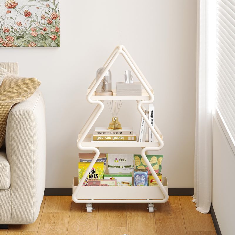 Christmas Tree Living Room Side Table Movable Trolley Creative Sofa Side Cabinet Wheeled Small Coffee Table Wrought Iron Storage Rack