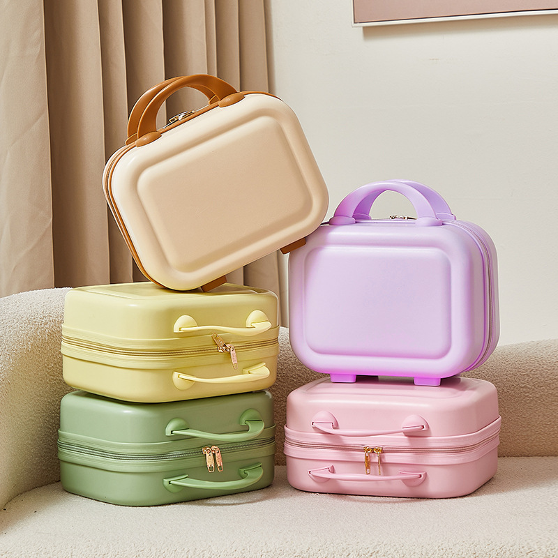 Cute travel luggage small mini boarding box 14 inch portable cosmetics storage box hard box can be hung