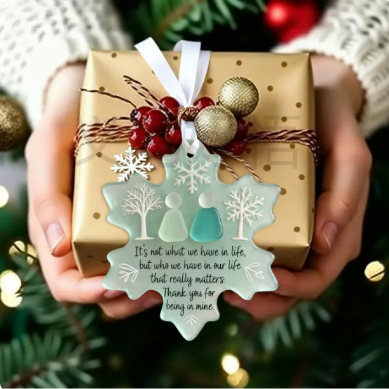 跨境新款 Snowflake Shaped Sea Glass Friendship Ornament|undefined