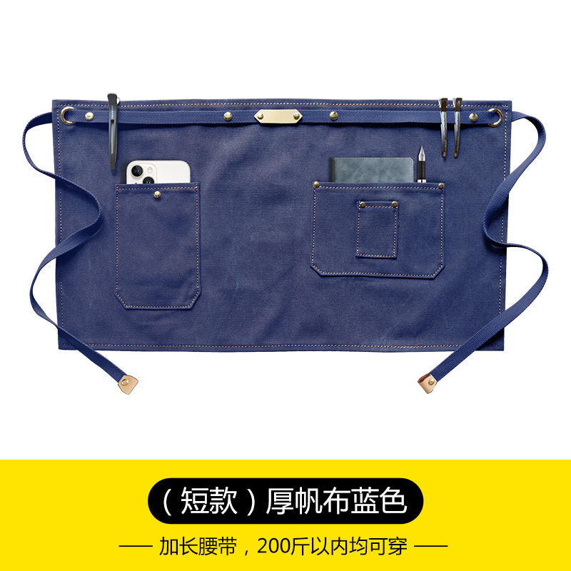 Estilo coreano delantal de lona gruesa media longitud corta opcional leche té barista trajes delantal de mezclilla al por mayor