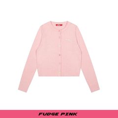 Fudge Pink 25冬季New甜美少女趣味扣子简约宽松毛衣开衫