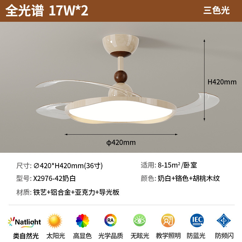北欧隐形超薄风扇灯客厅吸顶灯餐厅卧室现代简约大气全光谱护眼灯|undefined