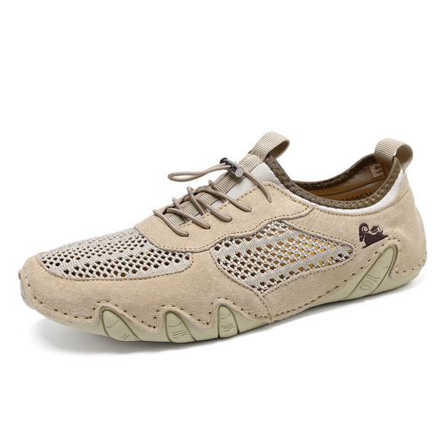Bestselling Summer Men's Casual Sports Shoes Wide Size Stitched Leather Mesh Shoes Octopus Men's Shoes