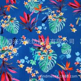 纯棉布高密府绸数码印花植物树叶印花面料连衣裙童装棉布料