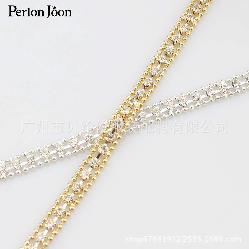 百搭热卖小链子水钻烧焊码链头饰婚纱DIY服装辅料配件装饰钻链