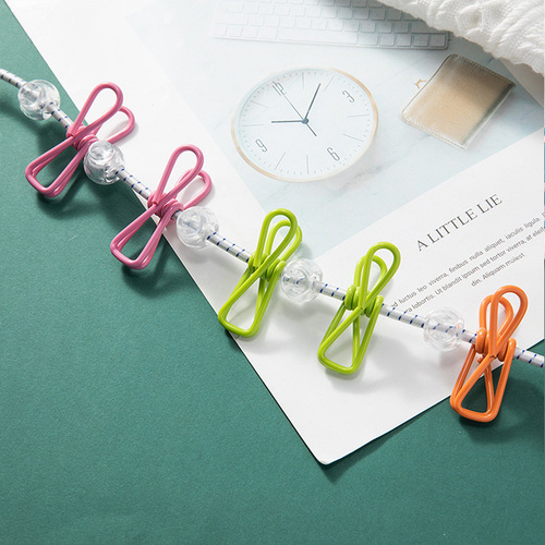 Windproof colorful clothesline clip anti-slip buckle clothesline outdoor retractable punch-free quilt rope travel portable rope