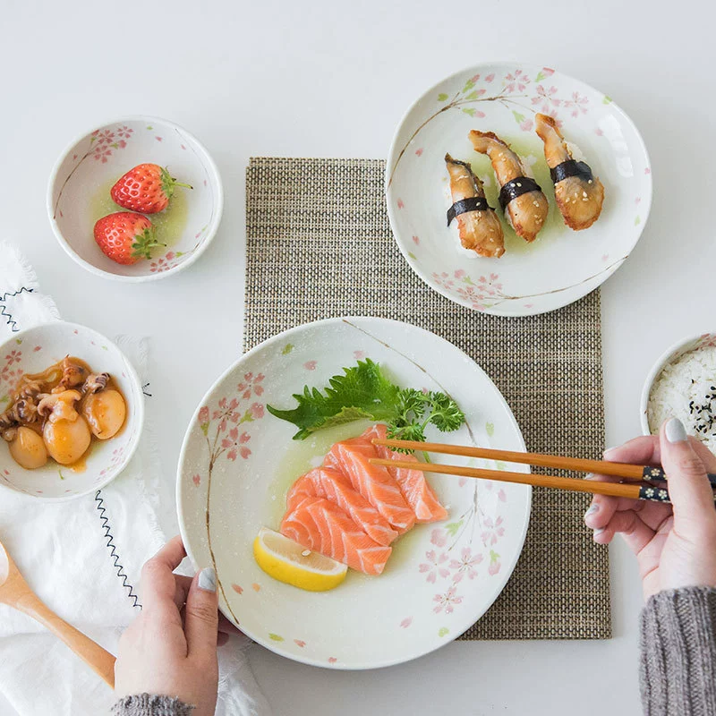Японский импортный набор посуды из вишни, милый японский фарфор ручной работы, миска для риса, подглазурная термостойкая посуда