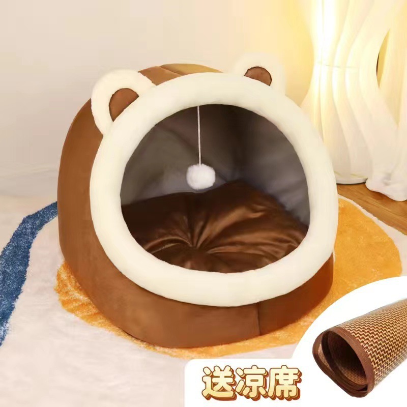 Nido para gatos y perros semicerrado engrosado para mascotas princesa invierno cálido engrosado para mascotas Nido general para cuatro estaciones