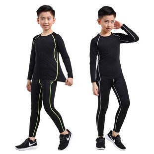 Children's Bodysuit Training Clothes Quick-Drying Clothes Boys Autumn and Winter Velvet Basketball Football Base Sports Fitness Clothes Set