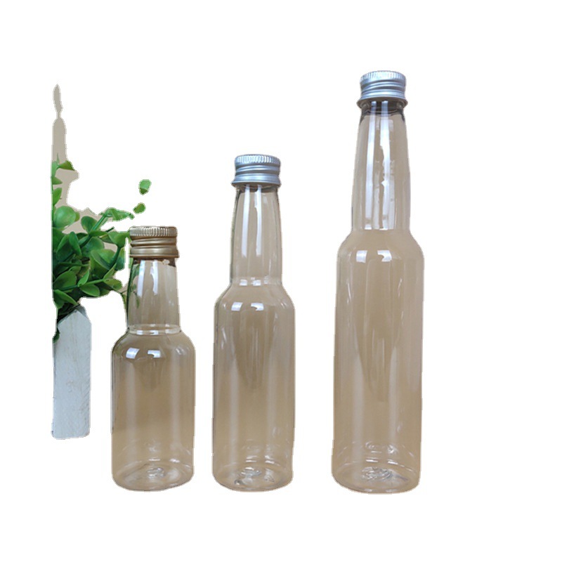Botella de plástico transparente transfronteriza en stock 30 50ml 100150 ml botella de pet con tapa de aluminio botella de muestra de plástico de diámetro largo