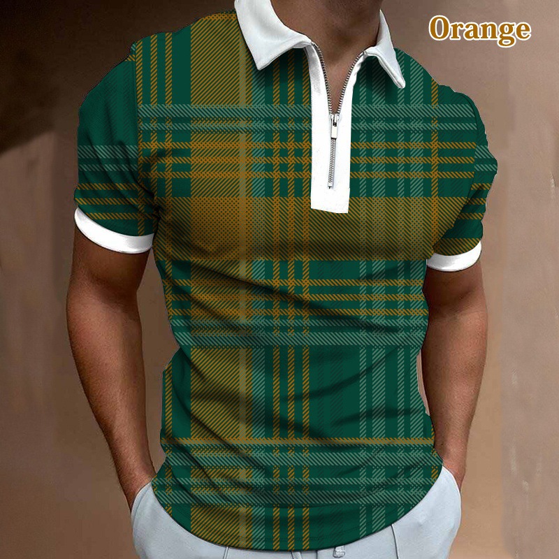 Camiseta Polo de Manga Corta con Cierre y Estampado 3D Informal para Hombre, Nueva Colección de Primavera para Exportación