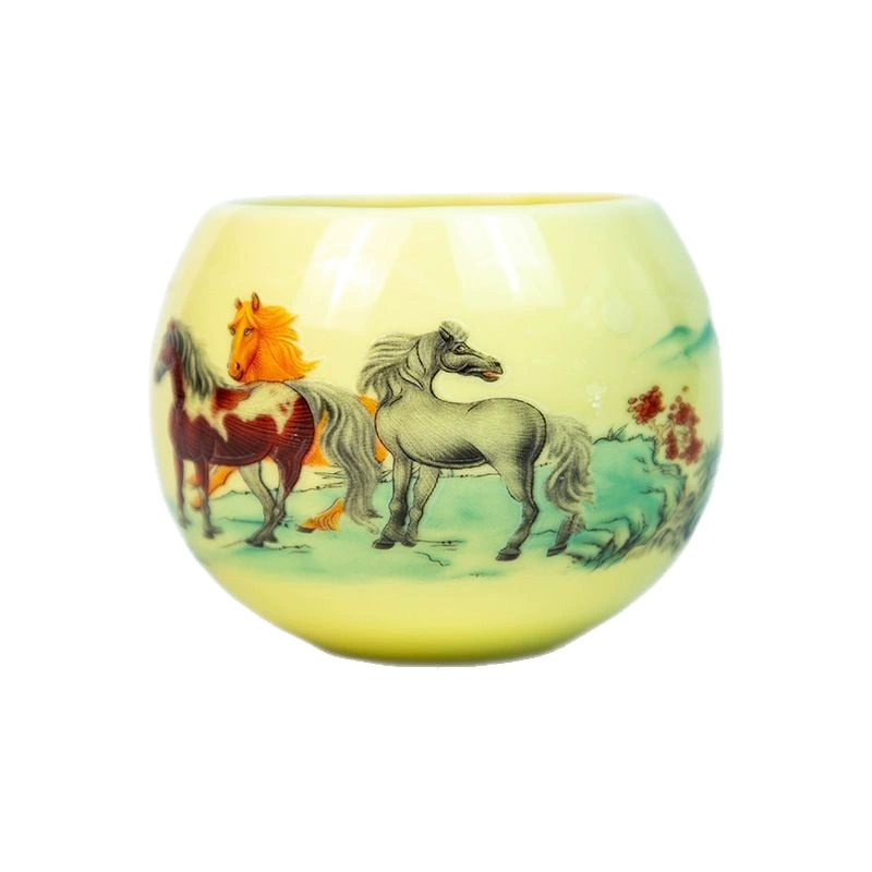 Egg Cup (Ba Jun) White Porcelain Master Teacup, 160 ml, Hand-painted Pattern