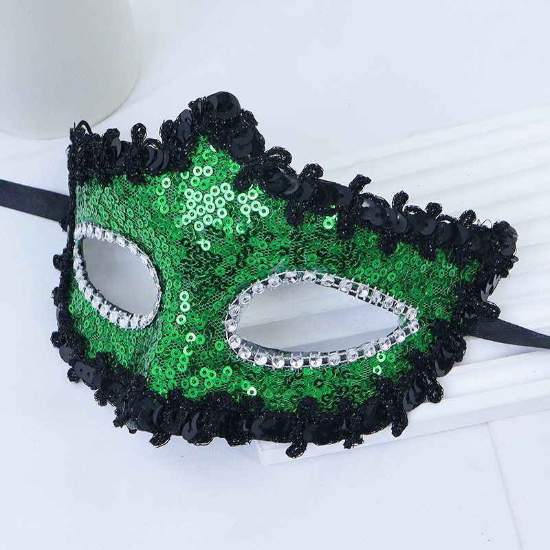 Nuevo cross-border Halloween sequinado baile media cara máscara de fiesta misteriosa sexy vestido de moda damas máscara de ojos