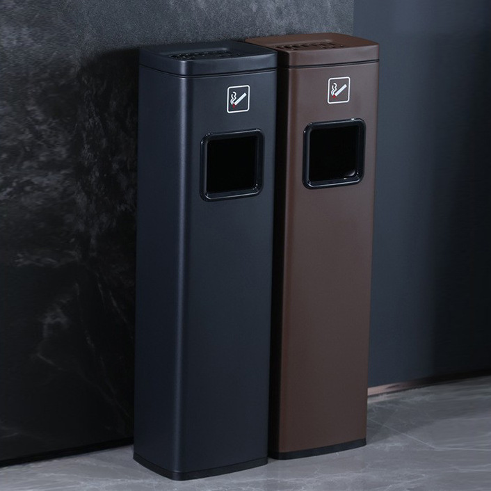 Stainless steel vertical lobby elevator entrance smoke extinguishing floor vertical ash column commercial hotel trash can ash bucket