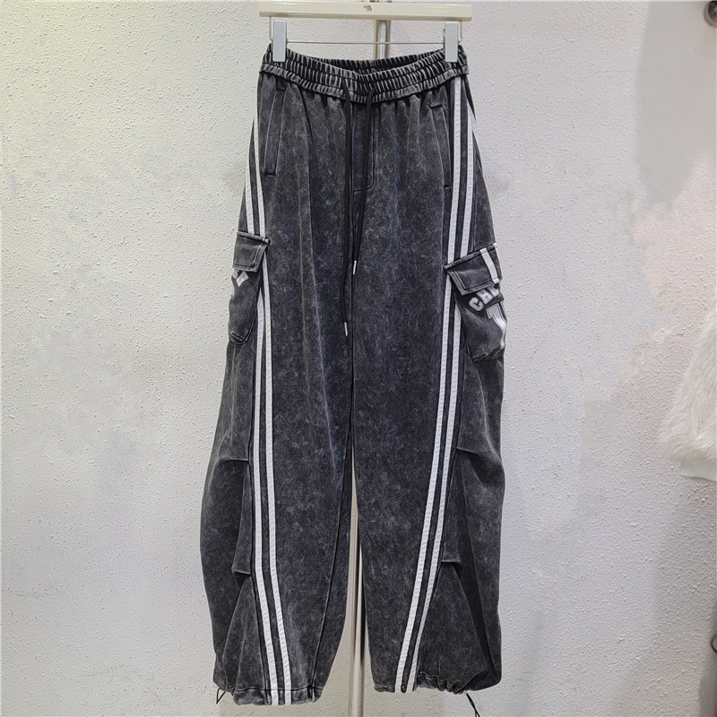 Pantalones de trabajo de moda europea, pantalones de trabajo de mujeres, primavera y otoño, nuevos temperamentos casuales a rayas, pantalones de piernas anchas, pantalones de toallas image 2