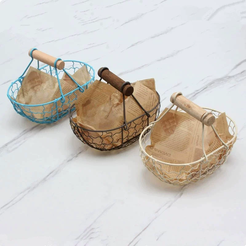 Кованый хлебный корзина, ручная проволочная плетёная корзина для закусок и фруктов, 18.5×11.5×14.5 см