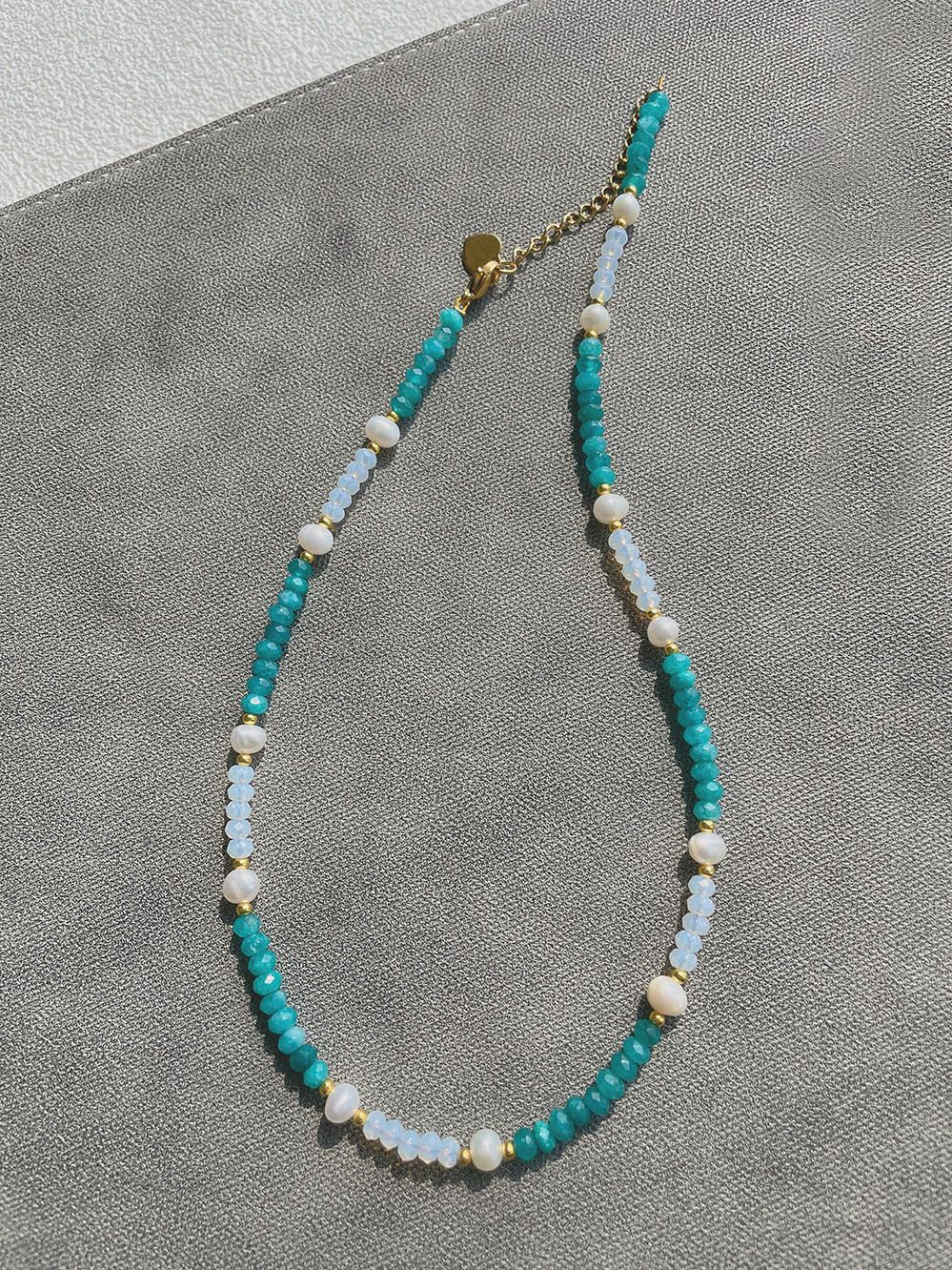 25g Weight Beads Pendant Material Necklace Classification Titanium Steel Chain Material 1 Piece Quantity Holiday, Daily Occasion Beaded, natural stone, Titanium Steel Material Geometric Pattern Women's Gender Beaded Design Simple Style Style Simple Style Geometric Beaded Natural Stone Titanium Steel Necklace In Bulk 36
