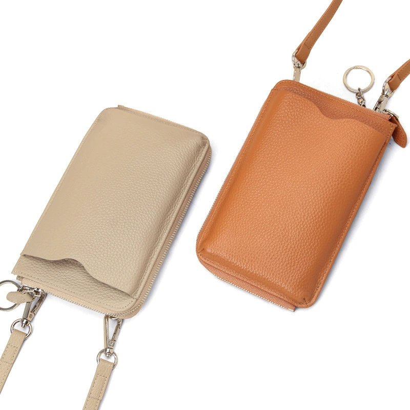 Summer phone bag, trend universal small one-shoulder bag, 2023 collection, genuine leather