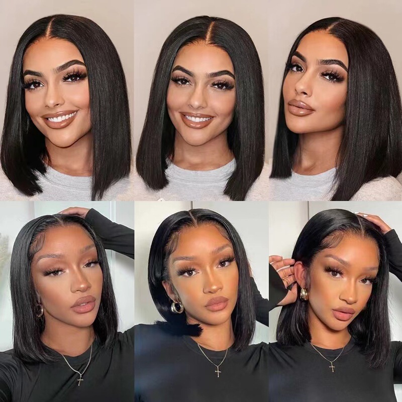 New Cross-Border Style Lace Frontal Long Straight Bob Short Hair Wig Lace Frontal Human Hair Wig