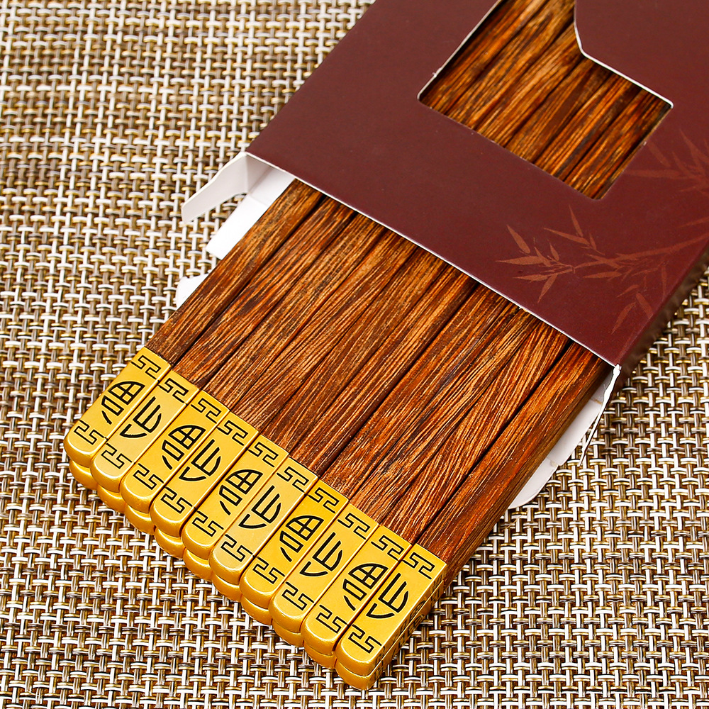 Palillos de madera de ala de pollo al por mayor 25cm para el hogar Palillos de madera maciza 10 pares en caja sin pintura, sin cera, antideslizante, LOGOTIPO tallado