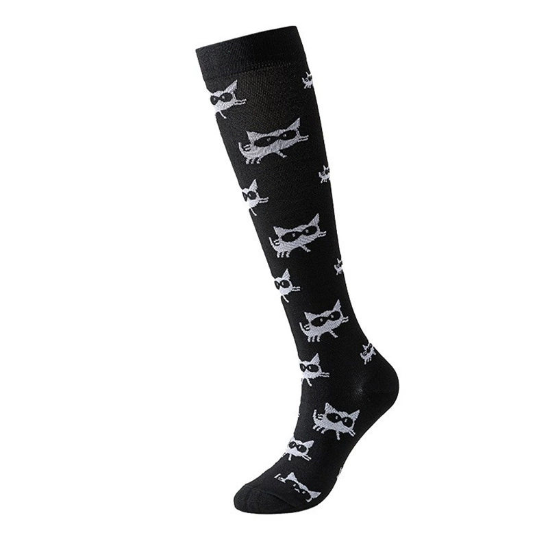 Compression Running Socks, Unisex Jacquard Knee-High Socks, Multiple Patterns, S/M & L/XL