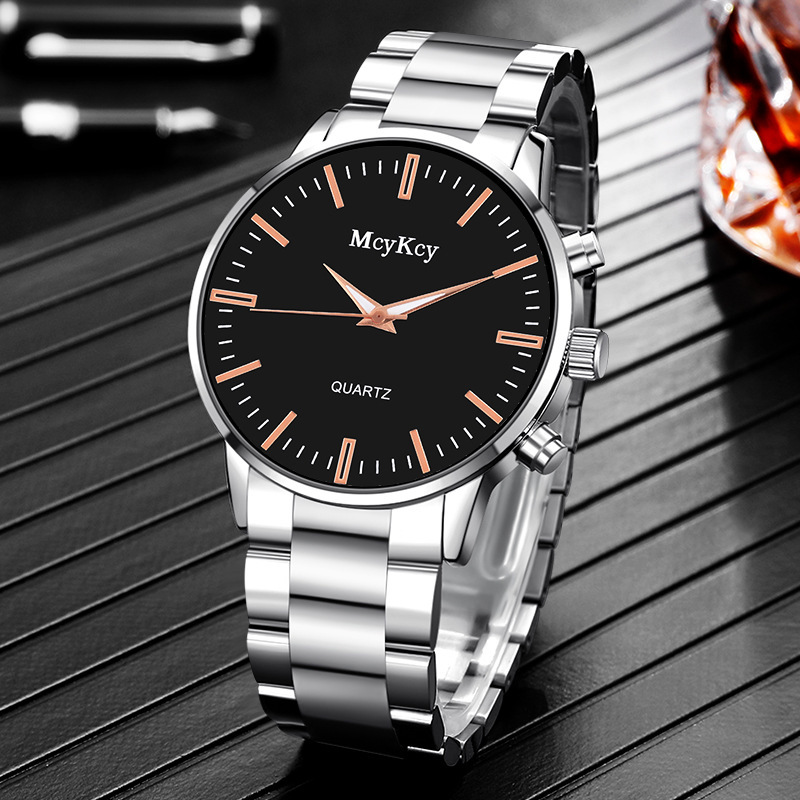Montre mécanique non entièrement automatique en acier à quartz pour hommes, bracelet en or_voghion.com