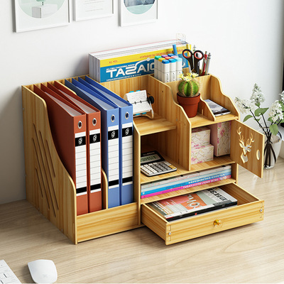 Large desktop Shelf wooden  originality DIY desktop to work in an office storage box Northern Europe style
