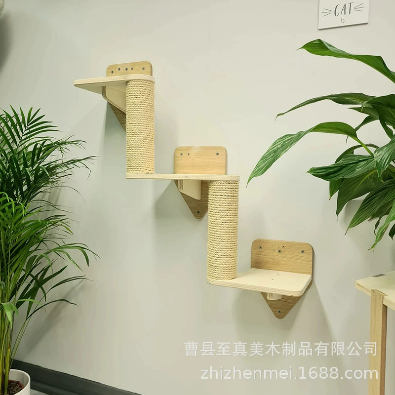 Твердая древесина DIY кошка альпинистская рама кошка настенное кошачье гнездо Когтеточка кошачий гамак лестничная комната кошка висит мяч игрушка